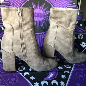 Tan Suede Heeled Boots